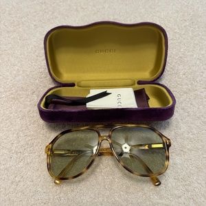 Gucci GG1042S Havana 004/Green Lens Sunglasses
